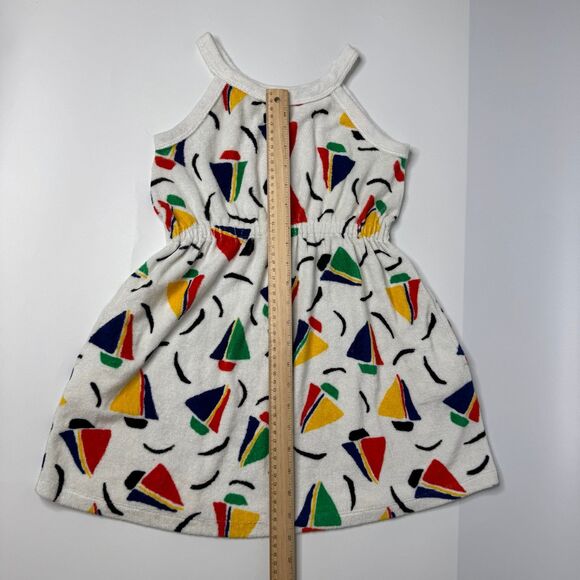 Hanna Andersson Dress Girls 120 6-7 White Sail Boat Print Pockets Terry Sundress - Picture 7 of 9